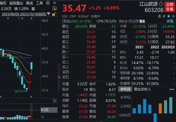 炒股配资平台排名 前三季度净利同比增超8倍, 江山欧派一度涨